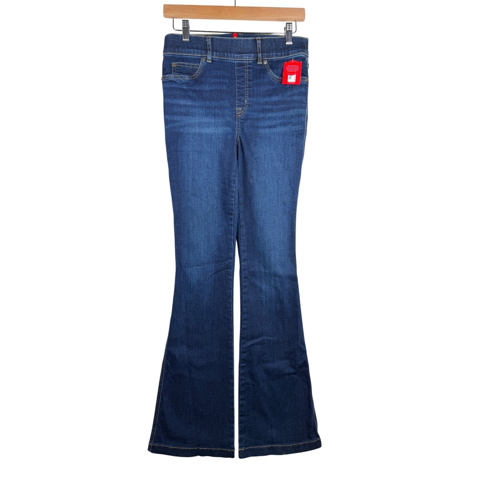 NWT Spanx Women's Pull On Flare Jeans size Small Midnight Shade Blue Denim